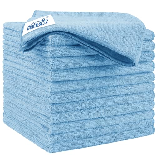 HOMEXCEL Blue Microfiber Cleaning Cloth 12 Pack, 12.5 x 12.5 inch Microfiber Towels for Cars, Ultra Absorbent Car Washing Cloth, Lint Free Streak Free Cleaning Rags for Car, Kitchen, and Window - color: Blue, size: 12.5 x 12.5 Inch