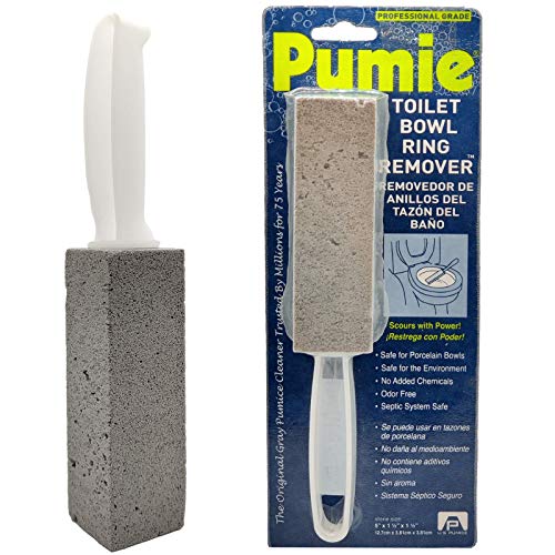 PUMIE Pumice Stone Toilet Bowl Cleaner (1-Pack) - Heavy Duty Scouring Stick for Toilet - Pumice Stone for Cleaning Rings, Bowls, Hard Water Stains, Lime, Rust, Sink - Includes Handle for Easy Use - size: 1 Count (Pack of 1)
