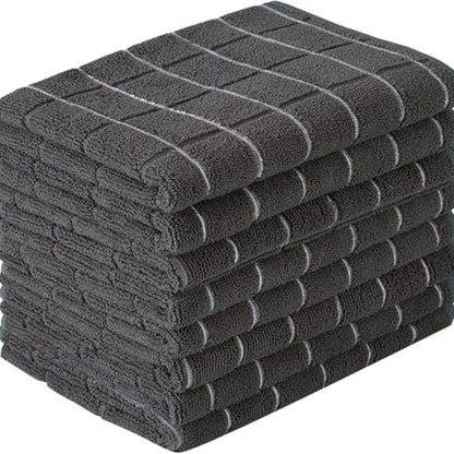 Microfiber Kitchen Towels and Cleaning Cloths, 4 Pack - Ultra Soft, Super Absorbent, Lint-Free - Lattice Pattern Dish Towels, 12x12 Inches（Black） - color: Black