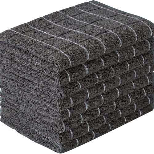 Microfiber Kitchen Towels and Cleaning Cloths, 4 Pack - Ultra Soft, Super Absorbent, Lint-Free - Lattice Pattern Dish Towels, 12x12 Inches（Black） - color: Black