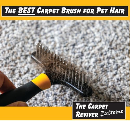 Carpet Reviver Extreme – Dual-Action Brush with Metal Tines – Lifts Carpet Pile & Removes Pet Hair – Restore Rugs, Refresh High-Traffic Areas, Eliminate Embedded Fur – Essential Carpet Grooming Tool