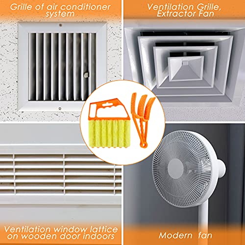 4 Pcs Window Venetian Blind Cleaner Duster Tool 7 Finger Blind Rush and Shutter Cleaner Brush Hand-held Window Shutter Air Conditioner Duster for Dirt(Yellow, Orange) - color: Yellow, Orange