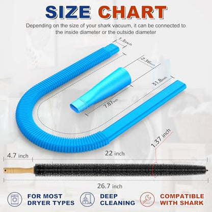 Sealegend 2 Pieces Dryer Vent Cleaner Kit, Dryer Lint Vacuum Attachment with Dryer Lint Remover Brush for Power Washer and Dryer Vent Vacuum Hose Cleaner Replacement Parts - color: Blue
