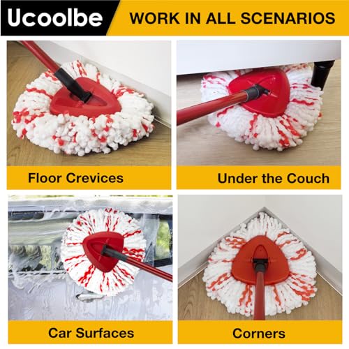 Upgraded mop Refill for O Cedar, 3 Pack Spin mop Heads Replacements Compatible with O Cedar EasyWring Spin Mop Bucket System, 40% More Cleaning Power, Microfiber and Machine Washable - size: 3 Pack