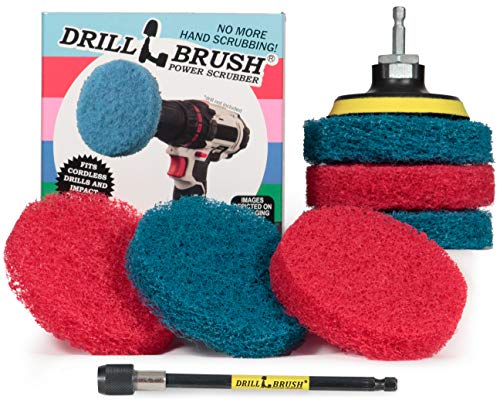 Drill Brush - Drill Attachment - Kitchen - Bathroom - Power Scrubber Pads - Stove - Cleaning Pads - Cooktop - Oven Rack - Kitchen Sink - Bath Mat - Bathroom Sink - Shower Cleaner - Vinyl Flooring - color: 3x Red Pads 3x Blue Pads
