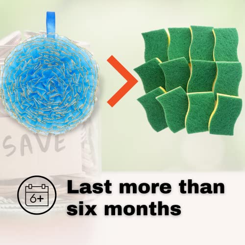 Reusable sponge, washable scrubber, non-scratching, odorless dish scrubbie - Peony collection 1ct (Pastel green) - color: Pastel Green