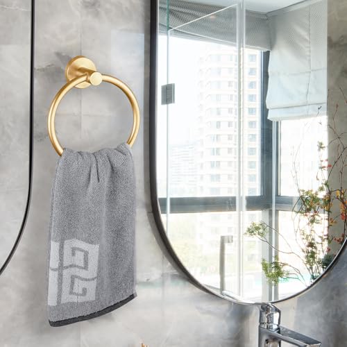 Brushed Gold Bathroom Hardware Set, Towel Ring & Toilet Paper Holder, Stainless Steel SUS304, Hand Towel Hanger & Toilet Roll Holder, Sturdy Bathroom Accessories for Home or Kitchen - color: Brushed Gold