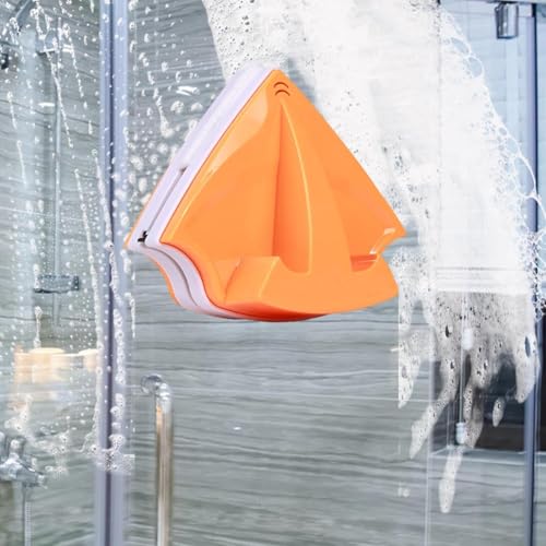 Double Sided Magnetic Window Cleaner Effortless Glass Cleaning for Home and Car Triangular Magnetic Squeegee with T-Shape Handle Windshield Wiper,Glass Washer Washing Equipment