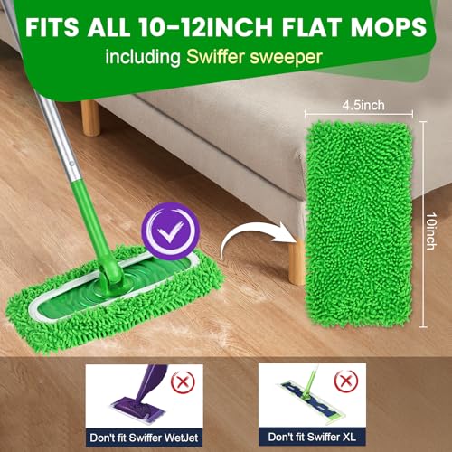 6Pcs Reusable Microfiber Mop Pads Compatible with Sweeper Mop, Replacement Wet Mopping pad Refills & Washable Dry Sweeping Cloths for Surface/Hardwood Floor Cleaning - color: 6 Pack Green