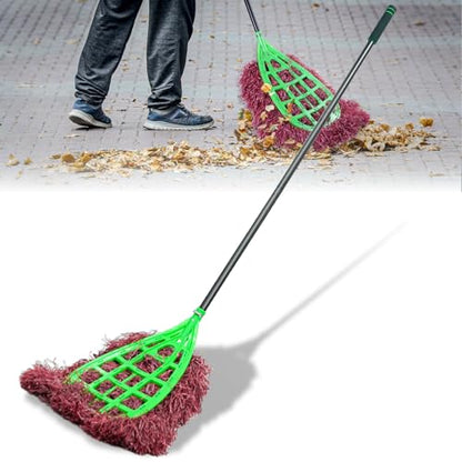 Outdoor Broom Heavy Duty, Adjustable Handle Wide Coverage Broom, Lightweight Plastic Broom for Factory, Office, Patio, Yard & Garden Cleaning