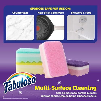Fabuloso Scratch-Free Kitchen Dish Sponges Rainbow Cellulose Scrubber Scouring Pad Dishes Pots Pans Counters 4.25 x 2.75 x 1.25 4 Count 2 Pack - color: Rainbow, size: 4 Count (Pack of 2)