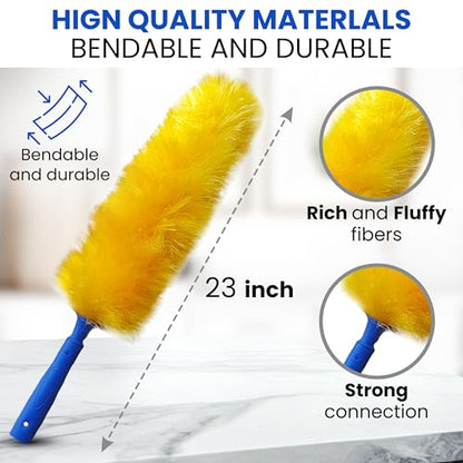 US Duster Company Static Duster - 23-inch Electrostatic Dusters - Long and Flexible Static Feather Duster - Soft Nylon Fibers - Long Duster for Home Cleaning - Attracts Dust Like a Magnet 2 Pack
