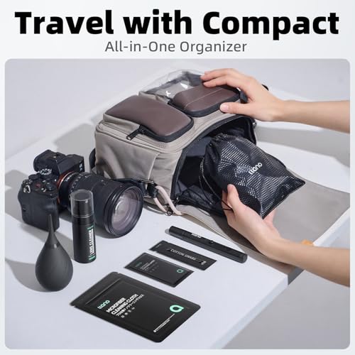 llano 7-in-1 Camera Lens Cleaning Kit with Cleaning Solution 60ml, Swab, Pen, Air Blower, Nano-Fiber Cloth, Wipes, Cleaning Kit for Computer PC MacBook iPhone Camera