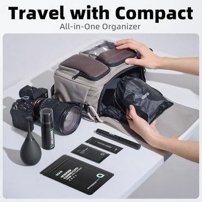 llano 7-in-1 Camera Lens Cleaning Kit with Cleaning Solution 60ml, Swab, Pen, Air Blower, Nano-Fiber Cloth, Wipes, Cleaning Kit for Computer PC MacBook iPhone Camera
