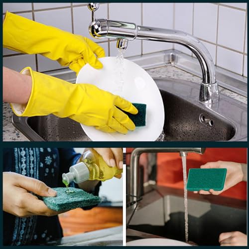120 Pcs Heavy Duty Scouring Pads 4.3 x 3 x 0.3 in Non Scratch Household Scrub Pads Bulk Green Reusable Pan Scrubber Multipurpose Anti Grease Scrubbing Pads for Kitchen Dish Supplies