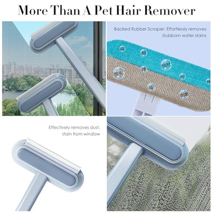 Pet Hair Remover for Furniture, Dog and Cat Hair Remover for Couch Carpet Furniture, 4 in 1 Multifunctional Pet Hair Removal Broom, Cleaning Brush for Window Tile, Reusable Washable