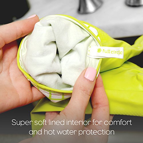 Full Circle Splash Patrol - Natural Latex Cleaning Dish Gloves, Stay-Dry Cotton Cuffs, Durable with Protective Lining, Medium/Large, (1 Pair) Green - color: Green
