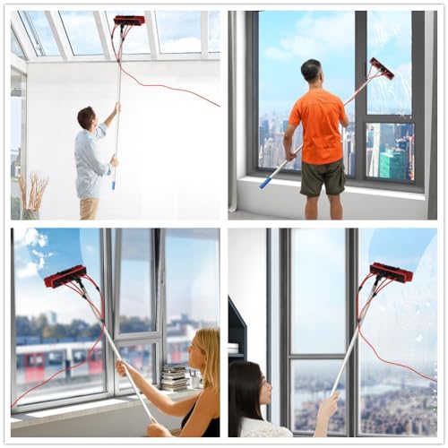 DYRABREST Water Fed Pole Kit Window Cleaning Brush Outdoor Window Glass Solar Panel Cleaning Extendable Telescopic Pole Water Fed Brush Spray Washer (US Stock)