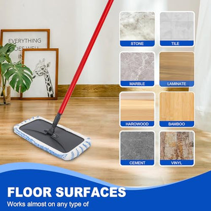 2-Pack Reusable Microfiber mop Pads, Compatible with Oceda 15x8 inch Flat mop, Wet and Dry use, deep Cleaning (mop Handle not Included).