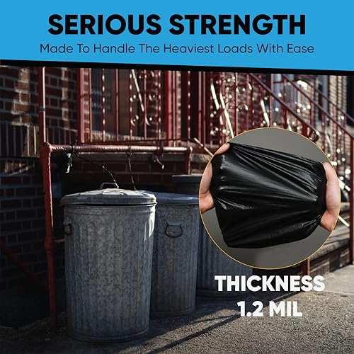 45 Gallon Trash Bags Heavy Duty | 100 Count | Fits 39 Gallon, 40 Gallon, 44 Gal, 45 Gal Trash Cans | Large Black Garbage Bags for Outdoor, Leaf, Commercial Use