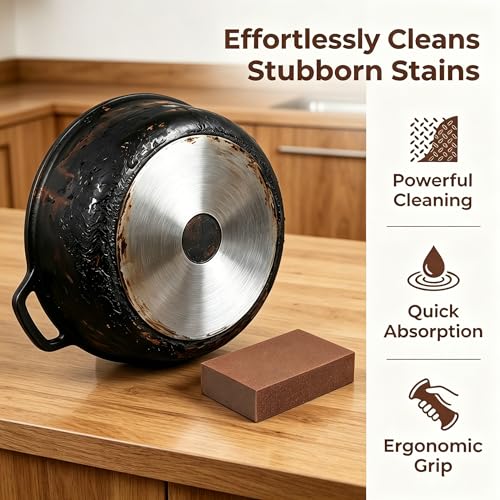 Magic Emery Cleaning Sponge, Nano Carborundum Scrub Pads, Rust Remover Sponge for Pots Pans, Heavy Duty Kitchen Cleaning Scrubber for Burnt Food, Sink, Bathroom, 5 Pack