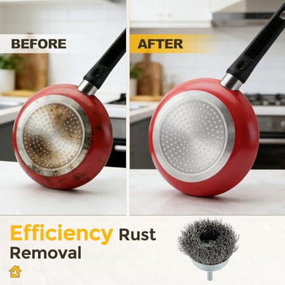 Wire Cup Brush for Drill, 6pcs 2in Crimped Wire Brush for Drill with 1/4in Shank, [for Light Rust Deburring Paint Removal] - 0.012in Stainless Steel Wires