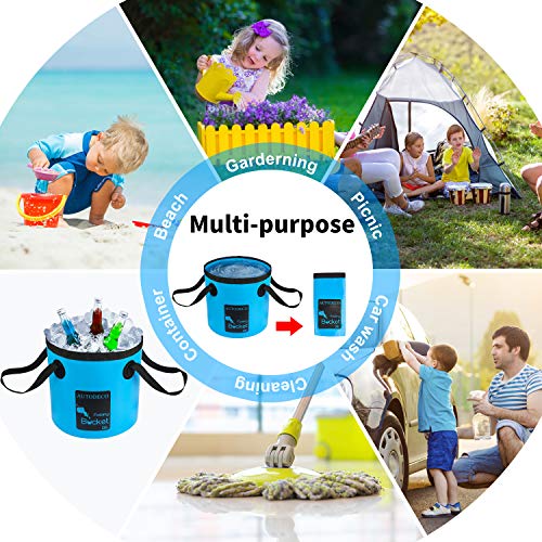 2 Pack Collapsible Bucket 5 Gallon Container Folding Water Bucket Portable Wash Basin for Outdoor Travelling Camping Fishing Gardening Car Washing 20L - color: Blue & Green