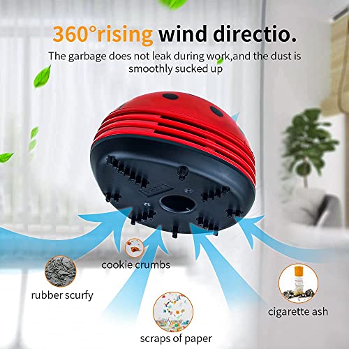 E ECSEM Cute Portable Cartoon Mini Desktop Vacuum Cleaner Table Dust Crumb Sweeper(Red#002) - color: Red#002