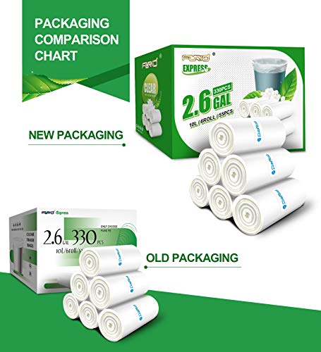 FORID Clear Small Trash Bags, 2.6 Gallon Garbage Bags, Wastebasket Bin Liners 330 Count Plastic Trash Bags for Bathroom Bedroom Office Garbage Can 10 Liters - Durable & Thick Trash Bag - size: 330 Count (Pack of 1), style: Clear 2.6 Gal