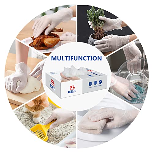 squish Disposable Gloves,Clear Vinyl Gloves Latex Free Powder-Free Glove Cleaning Health Gloves for Kitchen Cooking Cleaning Food Handling, 100PCS/Box, X-Large - size: X-Large (Pack of 100)