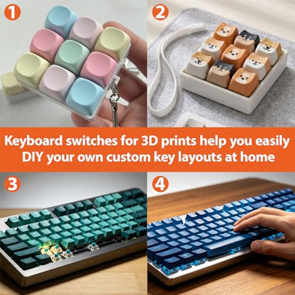 120 Pcs Blue Mechanical Keyboard Switches, 3 Pin Clicky Tactile Switches, Mechanical Keyboard Switches for 3D Printing, DIY 3D Print Clicker, Includes Keycap Puller, Cleaning Brush and Cloth