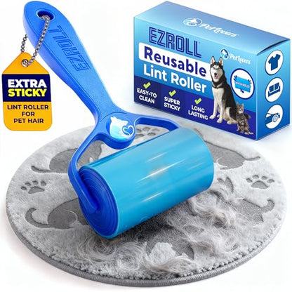 PetLovers EzRoll Reusable Lint Roller - Sticky for Life & Multi-Purpose Pet Hair, Dust, & Lint Remover for Clothing, Upholstery, & Cars - Sustainable, Washable & Efficient - size: Standard
