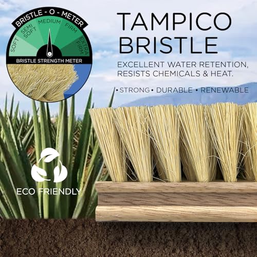 LOLA Deck Scrub Brush, 9" x 3.5" Head w/Tampico Bristles for Outdoor Cleaning, Removes Dirt & Grime from Patios, Decks, Grout, 9 Pack - size: 9 Pack, style: Tampico Deck Broom -Steel Handle