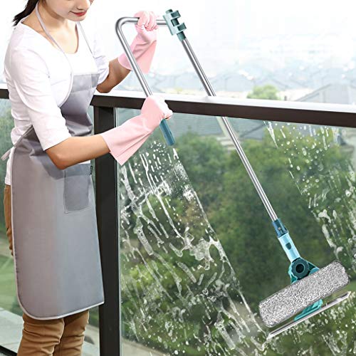 3 in 1 U Shaped Window Cleaning Tool Kit, 4 Piece Set, Blue, Double Sided, Plastic Blade, 22 inches, 131.7 cm, Aluminum Handle, Cleaning Squeegees