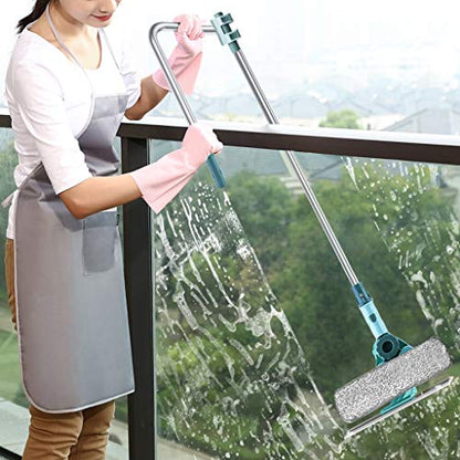 3 in 1 U Shaped Window Cleaning Tool Kit, 4 Piece Set, Blue, Double Sided, Plastic Blade, 22 inches, 131.7 cm, Aluminum Handle, Cleaning Squeegees