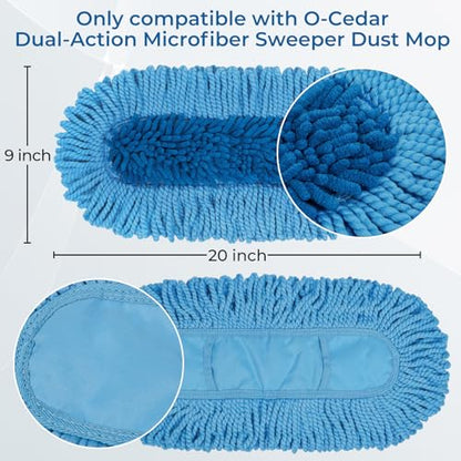 2 Pack Dust Mop Replacement Head for Floor Duster Compatible with O-Cedar Hardwood Floor 'N Baseboard Dust Mop - color: 2 Mop Heads Blue
