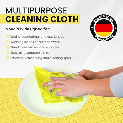 Swedish DishCloths - 10 Pack (Yellow), (German Material) Reusable Cellulose Sponge Cloth for Kitchen - Household, Highly Absorbent, No-Odor Dishcloth - color: 003 Yellow