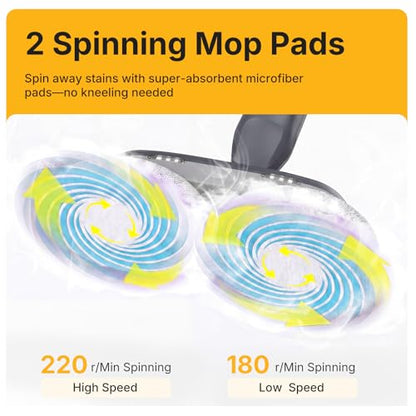 NEWBULIG Steam Mop, All-in-One Steam Mops for Floor Cleaning with Rapid Re-heat, Self-Standing Floor Steamer, 4 Rotating Scrub Pads, 2 LED Headlights, for Hardwood Floors & Tile