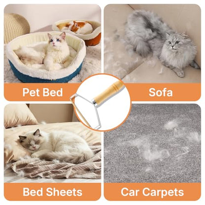 Carpet Rake for Pet Hair Removal, 4 in 1 Reusable Pet Hair Removal Tool Kit, 50'' Adjustable Long Handle Dog & Cat Hair Remover Broom with Handle & 2 Pets Hair Removal Gloves for Carpets, Rugs, Couch