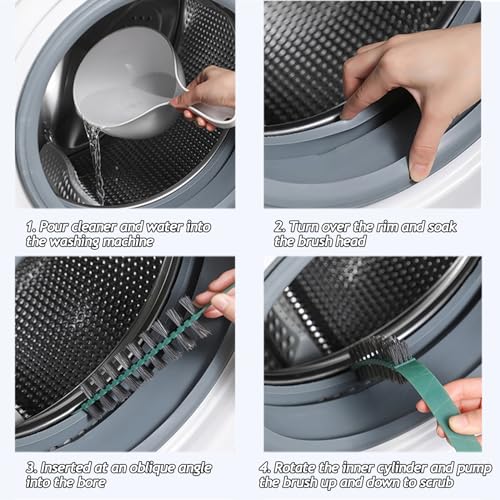 3 Pack Washing Machine Cleaning Brush, Crevice Brush of Drum Washing Machine, Home Essentials Cleaning Brush, Long Coil Brush Washing Machine Brush Stiff Bristle Cleaning Tool (3Pcs White) - color: 3pcs White