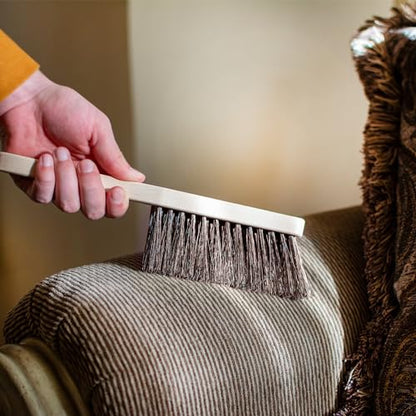 11.2" Hand Broom Soft Bristles Cleaning Brush, Dusting Brush with Wooden Handle, Handheld Car Broom, Small Counter Dust Brush, Bench Brush, Clothes Brush - size: 11.2"