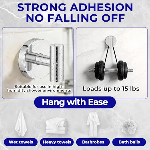 Suction Cup Hooks for Shower Heavy Duty, Shower Hooks No Drill, Shower Hooks for Inside Shower Stainless Steel, Suction Hooks for Window, Glass, Tile, Wall, Loofah, Bath Robe, Wreath, Chrome 4 Pack - color: Chrome