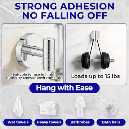 Suction Cup Hooks for Shower Heavy Duty, Shower Hooks No Drill, Shower Hooks for Inside Shower Stainless Steel, Suction Hooks for Window, Glass, Tile, Wall, Loofah, Bath Robe, Wreath, Chrome 4 Pack - color: Chrome
