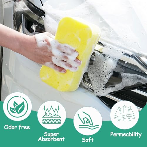 2-Pack Extra Large Cleaning Sponges (7.5" x 5.5" x 1.9") – Heavy Duty Grouting, Car Wash & Multi-Surface Sponge – Non-Scratch PU Foam for Tile, Dishes, Cars & Crafts Super Absorbent - size: 2Pcs