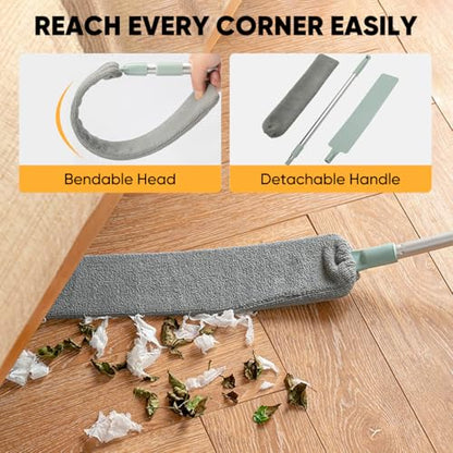 Sakerplus Retractable Gap Dust Cleaner, Artifact,Extendable Duster Cleaning Tool for Hard-to-Reach Areas, Reusable Washable Dusting Wand for Home,Ceiling,Blinds,Under Furniture
