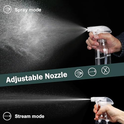 Spray Bottles Plastic Spray Bottle for Hair Mist/Stream Heavy Duty Empty Spray Bottles for Cleaning Solutions, Plants, Cooking (12oz-Clear+nozzle) - color: 12oz-Clear+nozzle