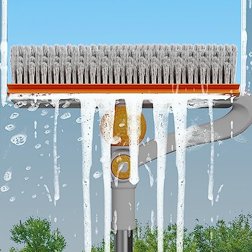 2 in 1 Cleaning Brush with V-Shape Stiff Bristle Long Handle Scalable Floor Scrubbers for Tub Tile Cleaning Supplies Scrub Brush for Bathroom Toilet Kitchen Apartment Essentials forfor Women Men