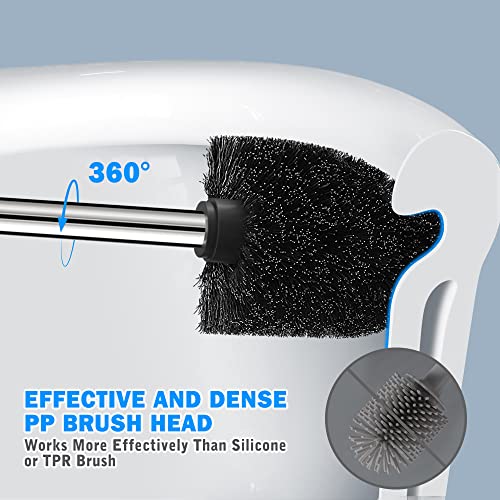 Toilet Brush and Holder, Toilet Brush with 304 Stainless Steel Long Handle, Toilet Bowl Brush for Bathroom Toilet-Ergonomic, Elegant,Durable（Black） - color: Black