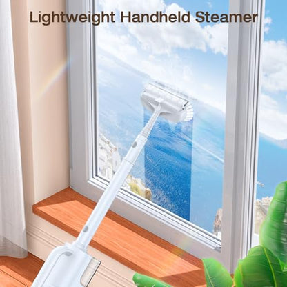 10-in-1 Steam Mop with Detachable Handheld Steamer, Quick 10s Heat-up for Steam Cleaner, 350ml Tank and 2-Level Control for Cleaning Floor, Carpet, Window, BBQ Grill, Tile, Stove, Clothing and Grout - color: Matte White