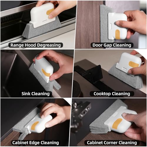 Window Track Cleaner Brush 2Pcs- 2In1 Window Sill Track Cleaner Tool, Crevice Cleaning Tool for Sliding Door Blinds Windows (Yellow) - color: Yellow